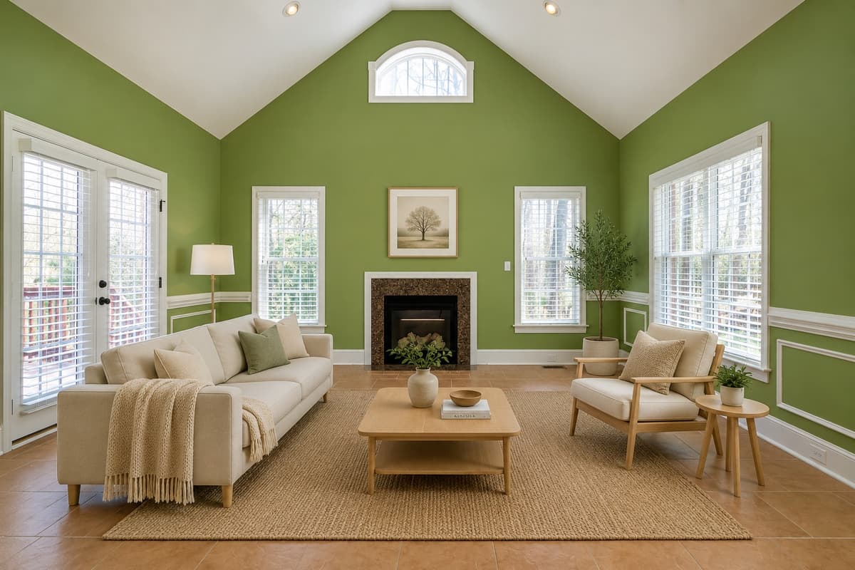 An interior photo before and after touch-up